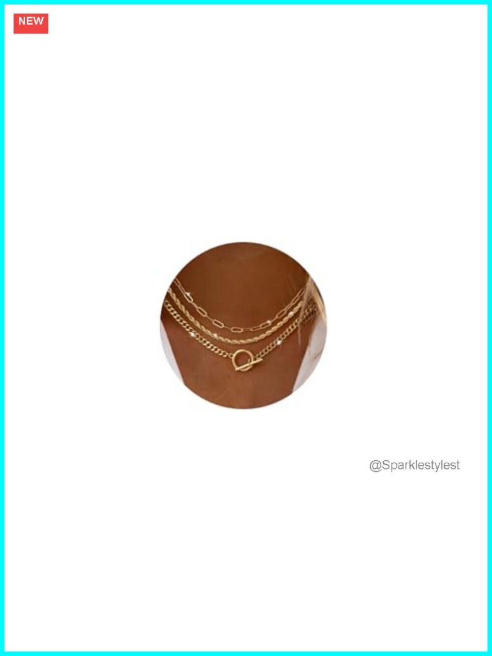 14K Gold Plated Toggle Paperclip Layered Necklace 16.5 Inch Women Gift
